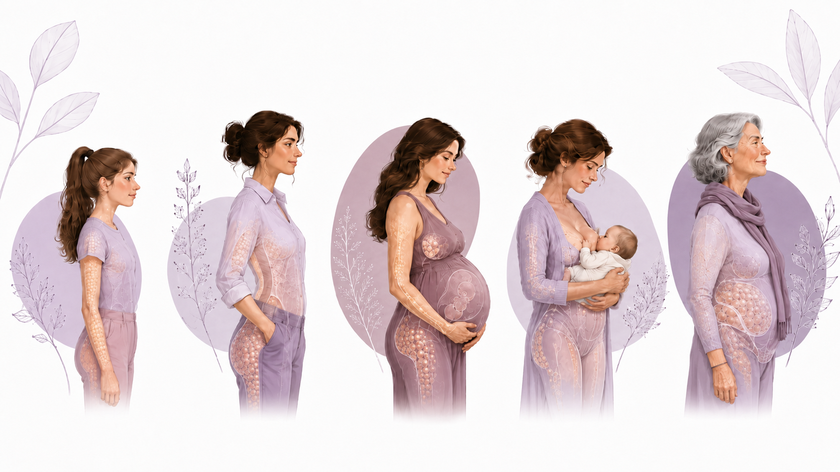 Evolução do acúmulo de gordura corporal ao longo do ciclo de vida da mulher